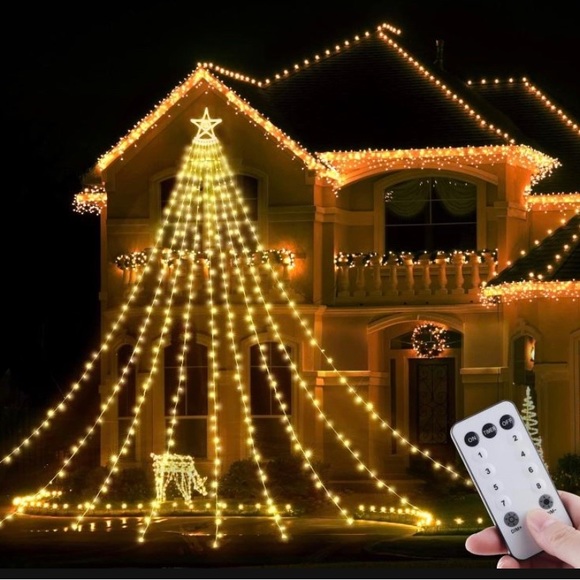 Christmas Decoration Star Lights, 13Ft 402 LED Waterfall Tree Lights with Remote - Picture 1 of 6